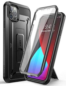 supcase unicorn beetle pro series case for iphone 12 pro max (2020 release) 6.7 inch, built-in screen protector full-body rugged holster case(black)