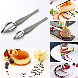 Culinary Precision Drawing Decorating Spoon Set, 2Pcs Drizzle Spoons,Professional Chocolate Spoon Filter Spoons,Plating Decorating Pencil Spoon for Decorative Plates, Cake, Coffee
