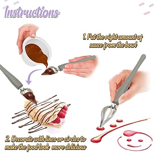 Culinary Precision Drawing Decorating Spoon Set, 2Pcs Drizzle Spoons,Professional Chocolate Spoon Filter Spoons,Plating Decorating Pencil Spoon for Decorative Plates, Cake, Coffee