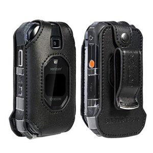 case for duraxv extreme, duraxe epic, premium leather fitted case for kyocera duraxv extreme e4810 verizon, duraxe epic at&t/firstnet - features: rotating metal belt clip, screen & keypad protection