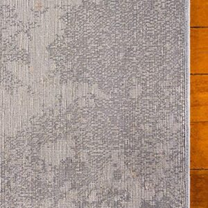 Unique Loom Metro Collection Area Rug (6' 1" x 9' Rectangle, Light Gray/ Gray)