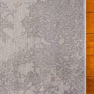 Unique Loom Metro Collection Area Rug (6' 1" x 9' Rectangle, Light Gray/ Gray)