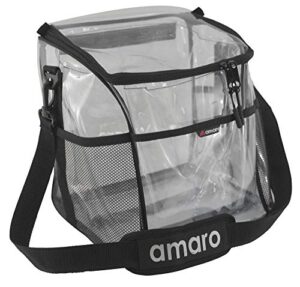 amaro delux 0.5mm clear lunch bag for adult v2 with removable insert - black trim(xl)