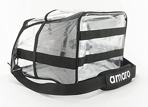 Amaro Delux 0.5mm Clear Lunch Bag for Adult V2 With Removable insert - Black Trim(XL)