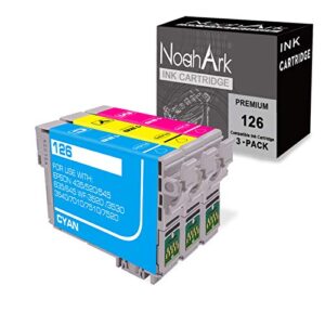 noahark 3 pack t126 remanufacture ink cartridge replacement for epson 126 t126 for workforce 435 520 545 635 645 845 wf-3520 wf-3530 wf-3540 wf-7010 wf-7510 wf-7520 printer (1 cyan,1 magenta,1 yellow)