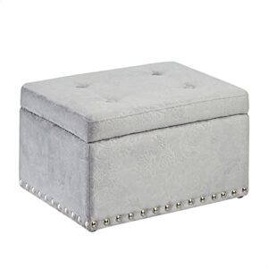 FIRST HILL FHW Fancy 3-Piece Storage Ottoman Bench Set with Fabric Upholstery, Embossed Textured Velvet