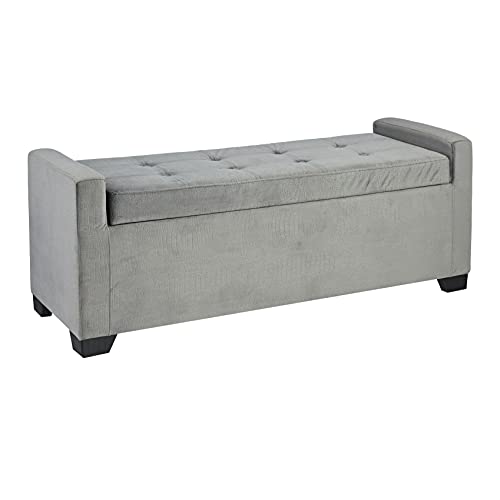 FIRST HILL FHW Fancy 3-Piece Storage Ottoman Bench Set with Fabric Upholstery, Embossed Textured Velvet
