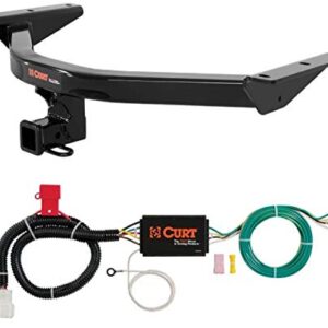 Curt 13146 56291 Class 3 Trailer Hitch 2in Receiver with 4-Way Flat Custom Wiring Harness Bundle