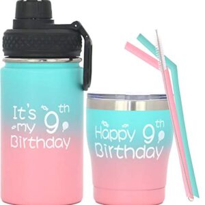 VeryMerryMakering 9th Birthday Gifts, 9th Bday Gifts, 9th Birthday Water Bottle, 9 Birthday Ideas, Birthday Gift for 9 Year Old, Kids 9 Yrs Old Gifts, Happy 9th Birthday, Its My 9th Birthday