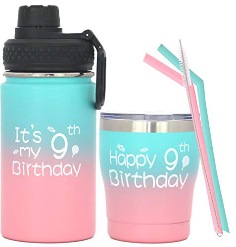 VeryMerryMakering 9th Birthday Gifts, 9th Bday Gifts, 9th Birthday Water Bottle, 9 Birthday Ideas, Birthday Gift for 9 Year Old, Kids 9 Yrs Old Gifts, Happy 9th Birthday, Its My 9th Birthday