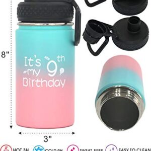 VeryMerryMakering 9th Birthday Gifts, 9th Bday Gifts, 9th Birthday Water Bottle, 9 Birthday Ideas, Birthday Gift for 9 Year Old, Kids 9 Yrs Old Gifts, Happy 9th Birthday, Its My 9th Birthday