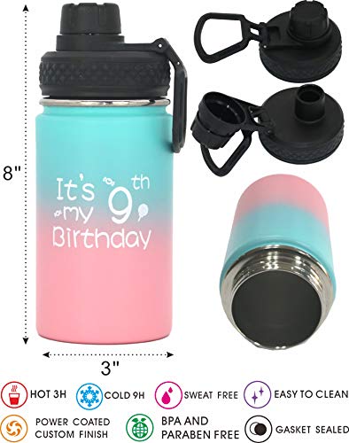 VeryMerryMakering 9th Birthday Gifts, 9th Bday Gifts, 9th Birthday Water Bottle, 9 Birthday Ideas, Birthday Gift for 9 Year Old, Kids 9 Yrs Old Gifts, Happy 9th Birthday, Its My 9th Birthday