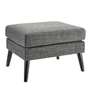 first hill fhw dark grey textured fabric upholstered pillowtop ottoman with wooden legs,dark grey