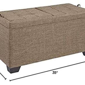 FIRST HILL FHW Sunshine 3-Piece Storage Ottoman Bench Set with Fabric Upholstery, Bark Brown