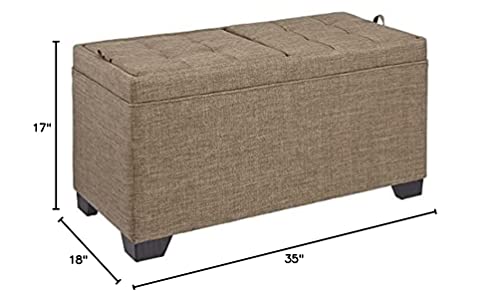 FIRST HILL FHW Sunshine 3-Piece Storage Ottoman Bench Set with Fabric Upholstery, Bark Brown