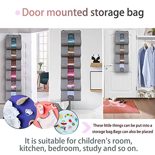 Handbag Organizer Storage Purse Bag Dust-Proof Hanger with 6 Easy Access Deep Pockets and Visible Window for Closet Wall(Gray)