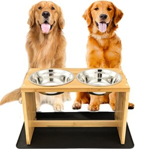 yangbaga elevated dog bowls, raised dog feeding station with 2 bowls, comes with a nonslip pad, easy to clean