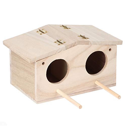 Wooden Pet Bird Nests, Parakeet Nest Box, Parrot Breeding Mating Box for Lovebirds Cockatiel Budgie Finch Parrotlets