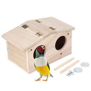 Wooden Pet Bird Nests, Parakeet Nest Box, Parrot Breeding Mating Box for Lovebirds Cockatiel Budgie Finch Parrotlets