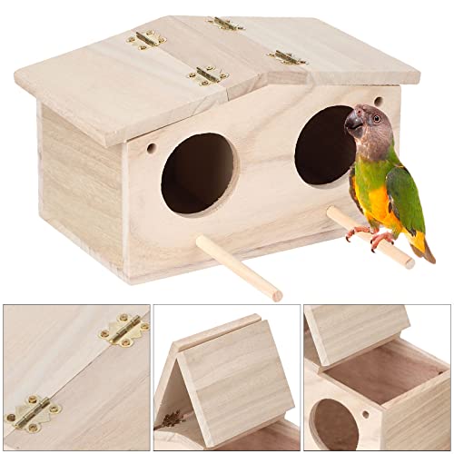 Wooden Pet Bird Nests, Parakeet Nest Box, Parrot Breeding Mating Box for Lovebirds Cockatiel Budgie Finch Parrotlets