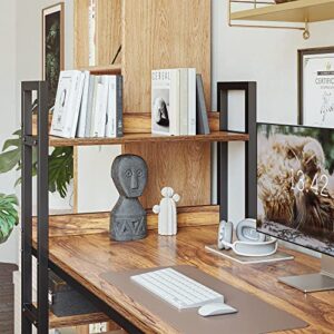 CubiCubi Computer Desk 47 inch with Storage Shelves Study Writing Table for Home Office,Modern Simple Style, Deep Rustic Brown