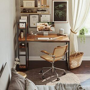 CubiCubi Computer Desk 47 inch with Storage Shelves Study Writing Table for Home Office,Modern Simple Style, Deep Rustic Brown