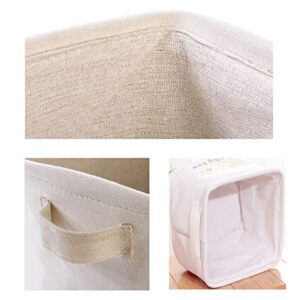 UJLN Mini Storage Bags Desktop Storage Bags Cotton Linen Storage Basket Foldable Storage Bins Family Organizer Box Decorative Bag 2Pcs (Fox)