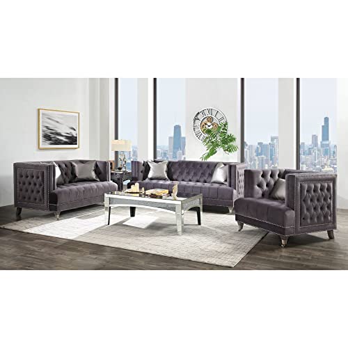 Acme Furniture Upholstered Sofas, Gray/Chrome