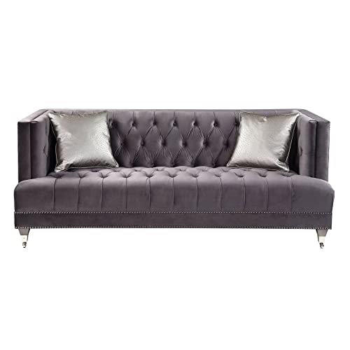 Acme Furniture Upholstered Sofas, Gray/Chrome