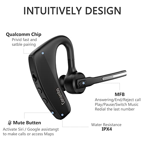 Conambo Bluetooth Headset with Dual Mic CVC8.0 Noise Cancelling Bluetooth Earpiece V5.1, 720 Hrs Standby Hands-Free Comfortable Earphone for Business Workout Driving