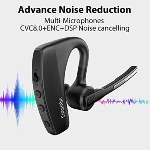 Conambo Bluetooth Headset with Dual Mic CVC8.0 Noise Cancelling Bluetooth Earpiece V5.1, 720 Hrs Standby Hands-Free Comfortable Earphone for Business Workout Driving