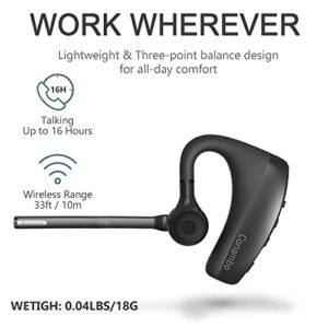 Conambo Bluetooth Headset with Dual Mic CVC8.0 Noise Cancelling Bluetooth Earpiece V5.1, 720 Hrs Standby Hands-Free Comfortable Earphone for Business Workout Driving