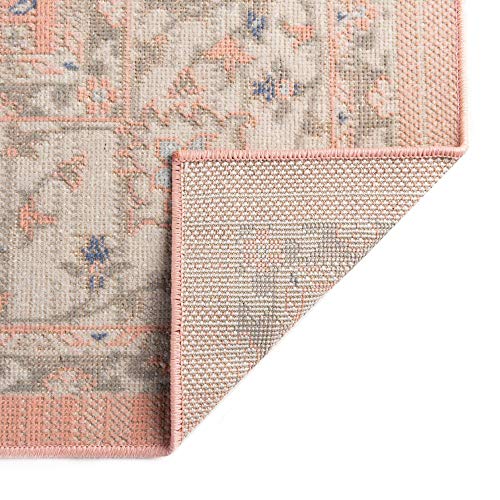 Unique Loom Whitney Collection Traditional Border Area Rug (8' 0 x 8' 0 Square, Powder Pink)