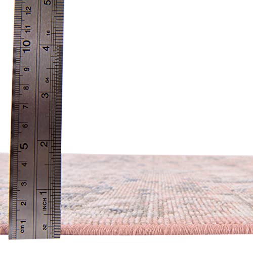 Unique Loom Whitney Collection Traditional Border Area Rug (8' 0 x 8' 0 Square, Powder Pink)