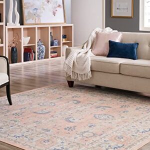 Unique Loom Whitney Collection Traditional Border Area Rug (8' 0 x 8' 0 Square, Powder Pink)