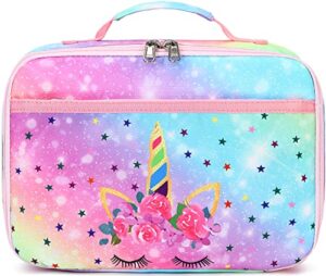 camtop kids lunch box girls boys insulated bag reusable lunch containers kit for school travel thermal meal boxs (rainbow 1)