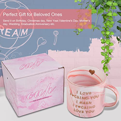 Lapogy Valentines Day gifts for Her Wife Girlfriend Gifts,Funny Gifts for Women/Christmas Gifts for Her/Birthday Gifts Mug,Presents Ideas for Women,I Love You Coffee Mug Pink Marble Coffee Cup 12 Oz