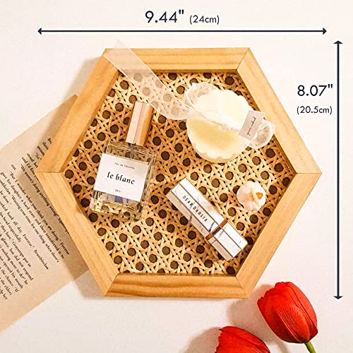 Hexagon Premium Rattan hometray, Serving Tray, Rattan Food Tray, Handmade Rattan Tray, Coffee Tray, Tray Hexagonal, Accessory Trays, Jewelry Tray, Decorate Tray (Wood)