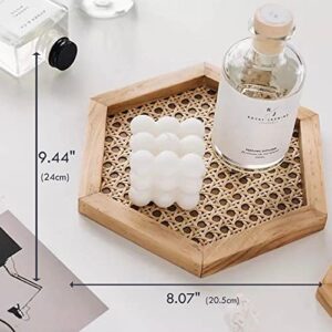 Hexagon Premium Rattan hometray, Serving Tray, Rattan Food Tray, Handmade Rattan Tray, Coffee Tray, Tray Hexagonal, Accessory Trays, Jewelry Tray, Decorate Tray (Wood)