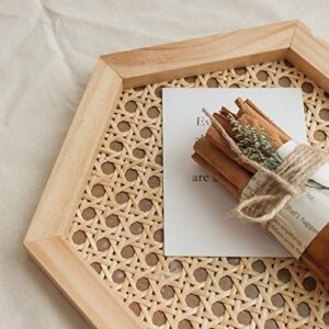 Hexagon Premium Rattan hometray, Serving Tray, Rattan Food Tray, Handmade Rattan Tray, Coffee Tray, Tray Hexagonal, Accessory Trays, Jewelry Tray, Decorate Tray (Wood)