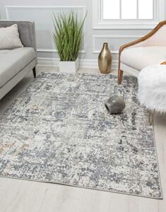 rugs america austin ad90a iron white abstract transitional area rug 5'3" x 7'0"