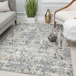 Rugs America Austin AD90A Iron White Abstract Transitional Area Rug 5'3" x 7'0"