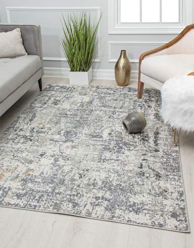 Rugs America Austin AD90A Iron White Abstract Transitional Area Rug 5'3" x 7'0"