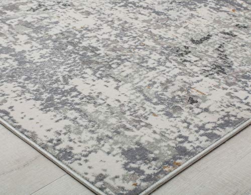 Rugs America Austin AD90A Iron White Abstract Transitional Area Rug 5'3" x 7'0"