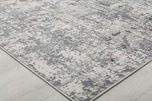 Rugs America Austin AD90A Iron White Abstract Transitional Area Rug 5'3" x 7'0"