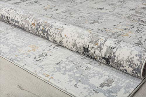 Rugs America Austin AD90A Iron White Abstract Transitional Area Rug 5'3" x 7'0"