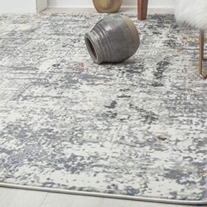 Rugs America Austin AD90A Iron White Abstract Transitional Area Rug 5'3" x 7'0"