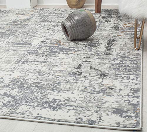 Rugs America Austin AD90A Iron White Abstract Transitional Area Rug 5'3" x 7'0"