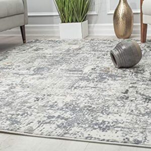 Rugs America Austin AD90A Iron White Abstract Transitional Area Rug 5'3" x 7'0"