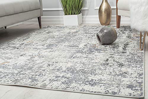 Rugs America Austin AD90A Iron White Abstract Transitional Area Rug 5'3" x 7'0"